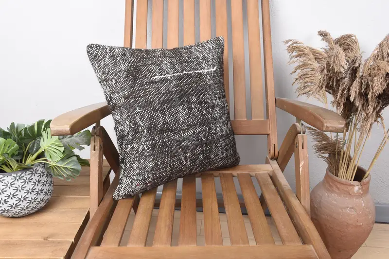 Vintage Kilim Throw Pillow, Throw Kilim Pillow, 16x16 Brown Cushion Cover, Ethnical Kilim Rug Pillow, Pillow Sham, Muted Pillow Case - 1