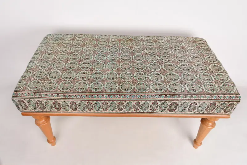 Modular Kilim-Inspired Ottoman, Brown & Green Wool Blend Sofa Set