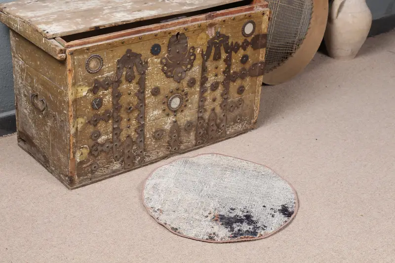 Brauner, blauer Tarnteppich, 1,7 x 1,7 Fuß, schickes Dekor