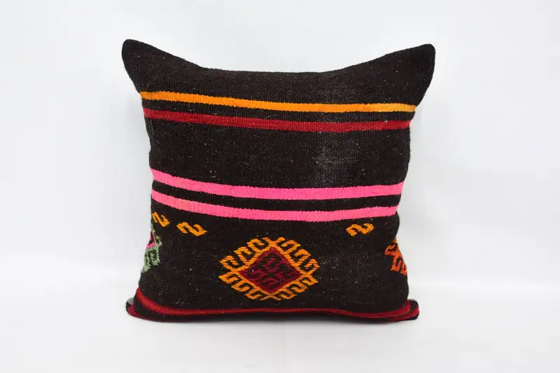Interior Designer Pillow, Christmas Cushion, Pillow Sham, Throw Kilim Pillow, 24x24 Brown Cushion Case, Kilim Pillow Cover - 1