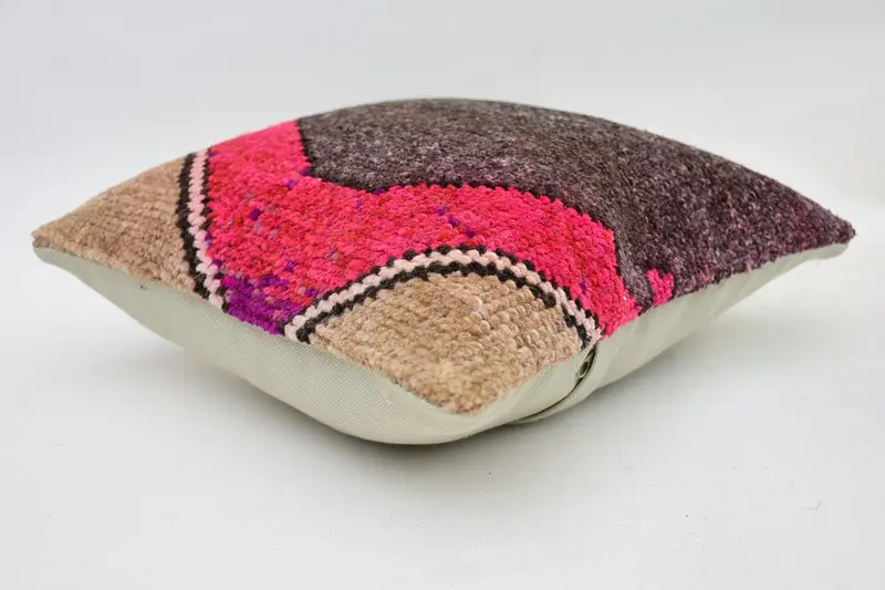 Pillow for Sofa, Vintage Pillow, Bright Cushion Cover, Vintage Kilim Throw Pillow, Natural Cushion Case, Pillow, 12x12 Pink Cushion Case - 5