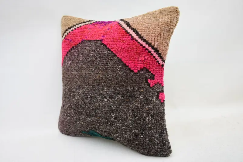 Pillow for Sofa, Vintage Pillow, Bright Cushion Cover, Vintage Kilim Throw Pillow, Natural Cushion Case, Pillow, 12x12 Pink Cushion Case - 3