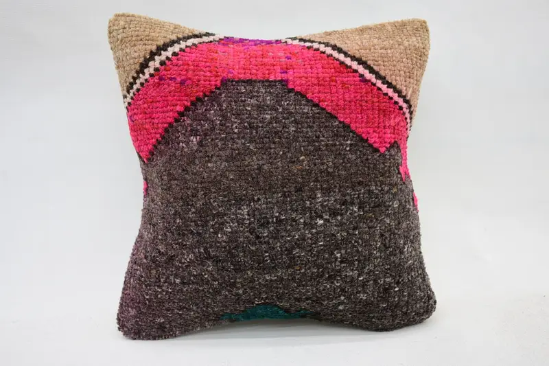 Pillow for Sofa, Vintage Pillow, Bright Cushion Cover, Vintage Kilim Throw Pillow, Natural Cushion Case, Pillow, 12x12 Pink Cushion Case - 1