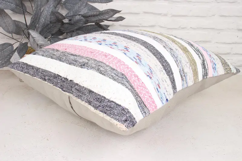 Handmade Kilim Cushion, Antique Pillows, 20x20 Pink Pillow Cover, Vintage Kilim Pillow, Pillow Case, Sofa Bolster Cushion Cover - 6