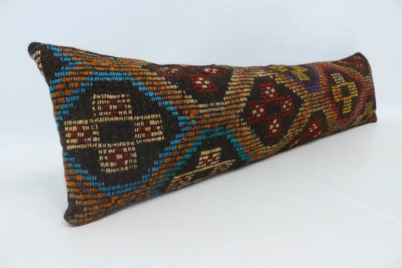 Antique Pillows, Boho Pillow Sham Cover, 12x48 Orange Cushion Cover, Custom Pillow Case, Pillow Cover, Vintage Kilim Pillow - 3