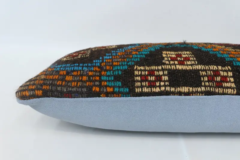 Antique Pillows, Boho Pillow Sham Cover, 12x48 Orange Cushion Cover, Custom Pillow Case, Pillow Cover, Vintage Kilim Pillow - 5