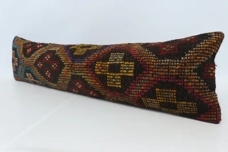 Antique Pillows, Boho Pillow Sham Cover, 12x48 Orange Cushion Cover, Custom Pillow Case, Pillow Cover, Vintage Kilim Pillow - 4
