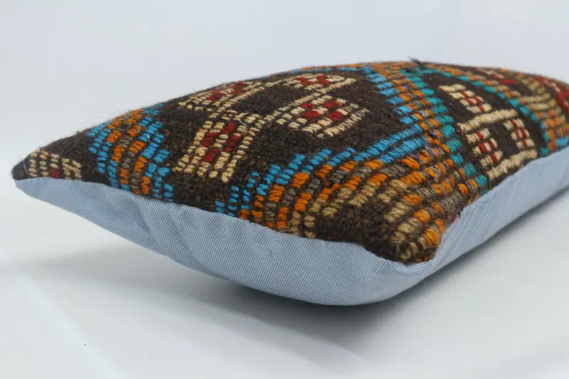 Antique Pillows, Boho Pillow Sham Cover, 12x48 Orange Cushion Cover, Custom Pillow Case, Pillow Cover, Vintage Kilim Pillow - 6