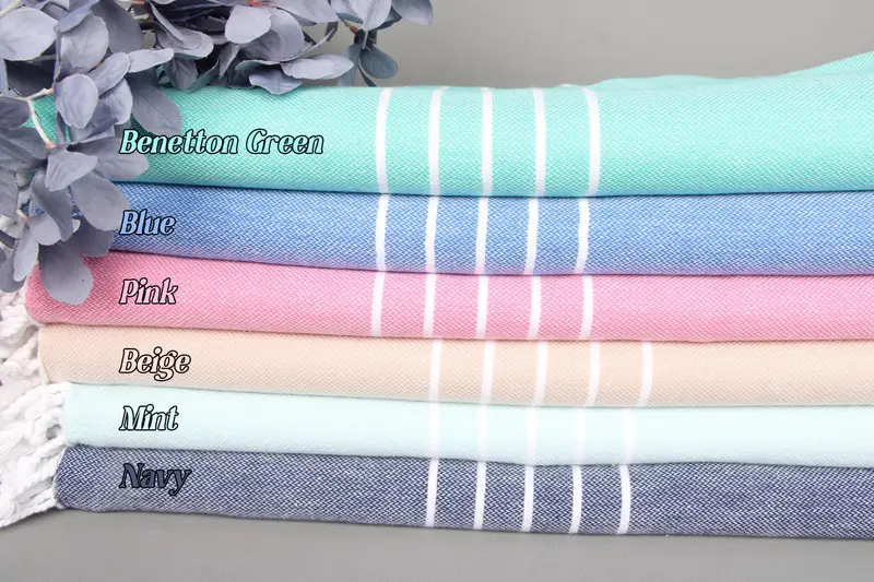 Beach Towel Striped Organic Cotton Beige, 40x71 Inches