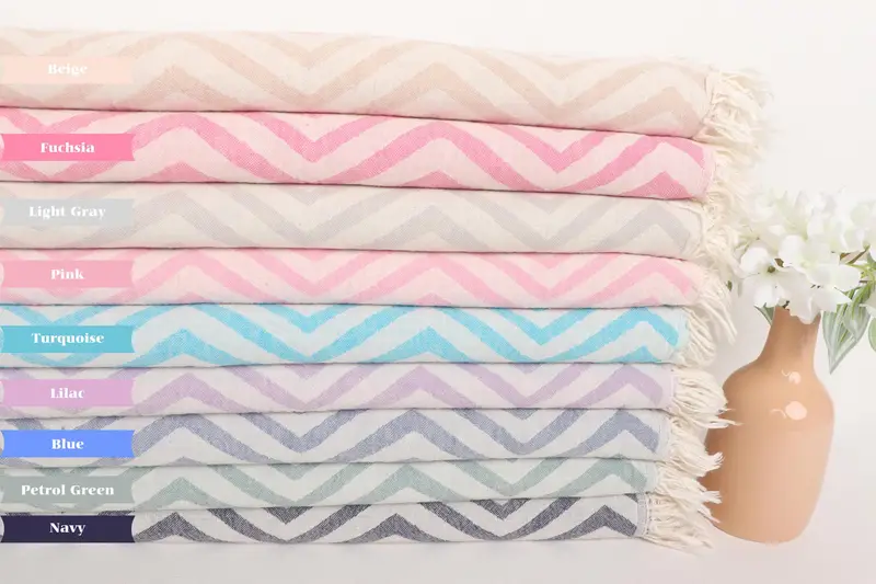 Monogram Kitchen Towel, House Warming Gift, Summer Towel, Personalized Gifts, Personalized Dish Towel, Guest Towel, 40x24 Cotton Zigzag Design Towel - 1