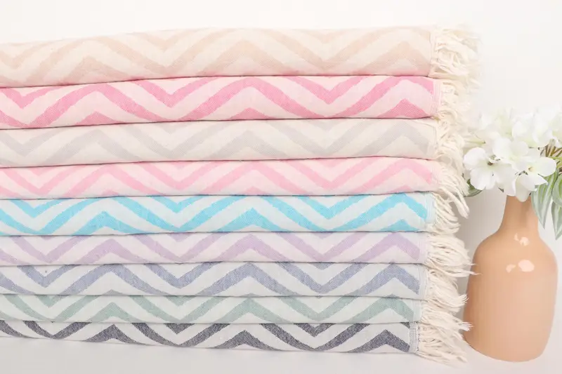 Monogram Kitchen Towel, House Warming Gift, Summer Towel, Personalized Gifts, Personalized Dish Towel, Guest Towel, 40x24 Cotton Zigzag Design Towel - 2
