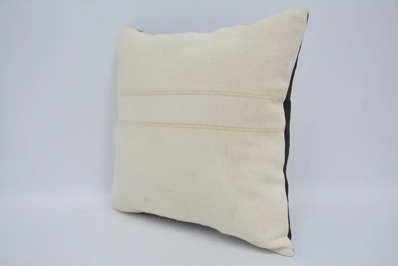 Turkish Kilim Pillow, Pillow for Couch, Natural Pillow, Indoor Pillow Case, Cushion Cover, Ethnical Kilim Rug Pillow, 16x16 Beige Cushion Case - 4