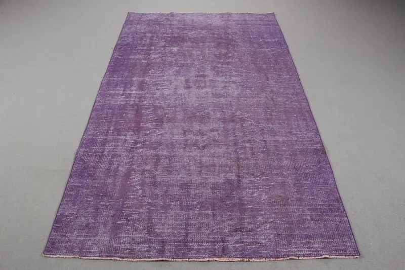 パープル&ブラウンチェックラグ 4.3x7.5フィート エレガントな装飾