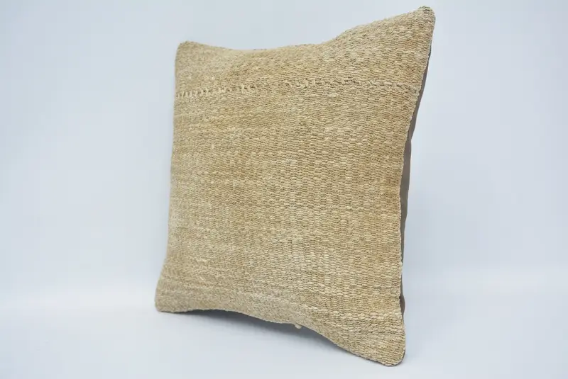 Kilim Pillow, Kilim Cushion Sham, 14x14 Beige Cushion Case, Bright Pillow Cover, Pillow Case, Pillow for Sofa, Living Room Throw Cushion - 4