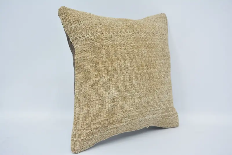 Kilim Pillow, Kilim Cushion Sham, 14x14 Beige Cushion Case, Bright Pillow Cover, Pillow Case, Pillow for Sofa, Living Room Throw Cushion - 3