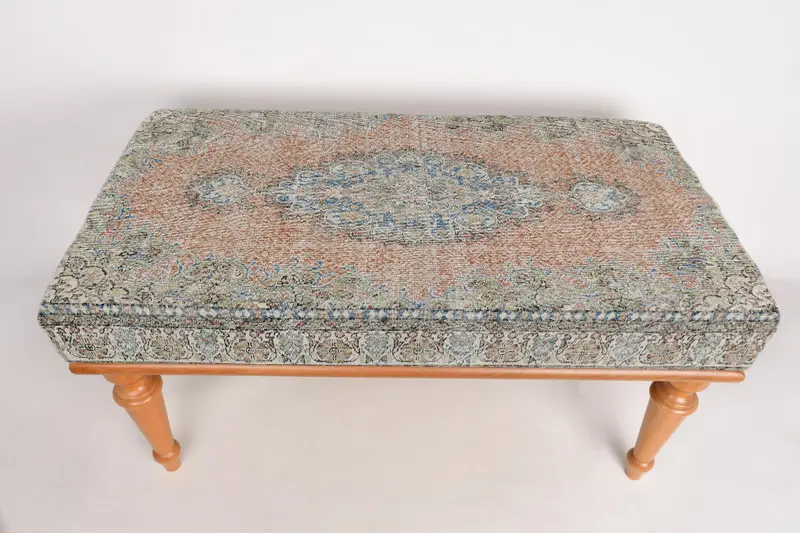 モジュール式キリム風オットマン、中程度の硬さのフォーム充填ウールブレンドオットマン