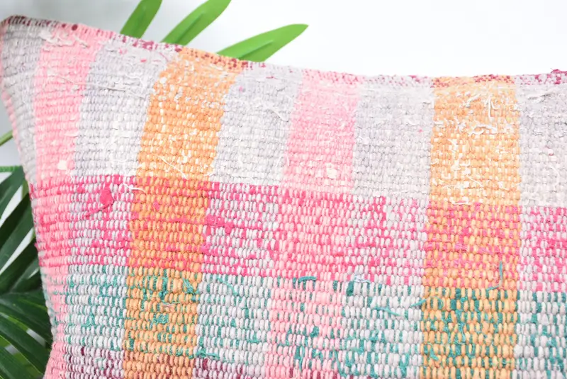 Bolster Throw Pillow Sham, Vintage Pillow, 18x18 Pink Pillow Sham, Turkish Pillow, Rustic Cushion Case, Cushion Case, Vintage Kilim Pillow - 2