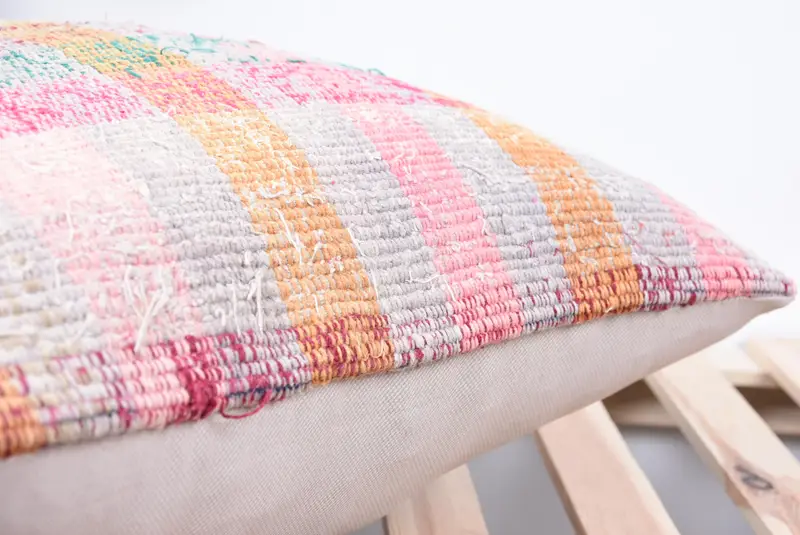 Bolster Throw Pillow Sham, Vintage Pillow, 18x18 Pink Pillow Sham, Turkish Pillow, Rustic Cushion Case, Cushion Case, Vintage Kilim Pillow - 7