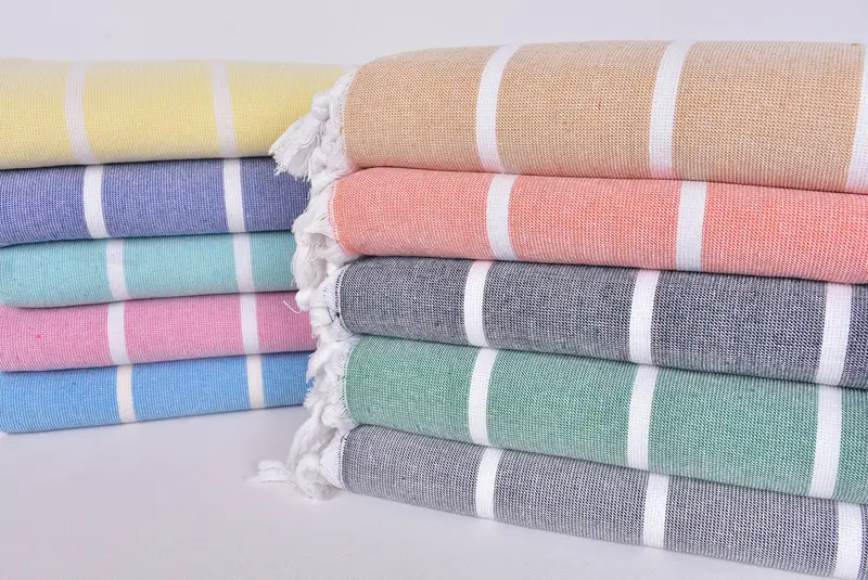 Beach towel, Peshtemal Towel USA, Bridal Shower Favors, Beach Size Towel, Organic towel, Merry Christmas Gifts, 64x40 Cotton Striped Terry Towel - 1