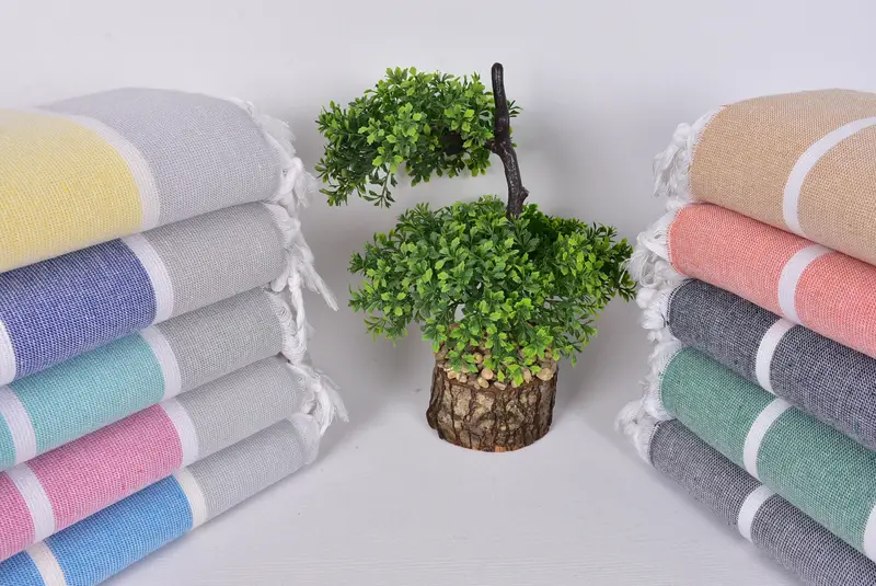 Beach towel, Peshtemal Towel USA, Bridal Shower Favors, Beach Size Towel, Organic towel, Merry Christmas Gifts, 64x40 Cotton Striped Terry Towel - 3