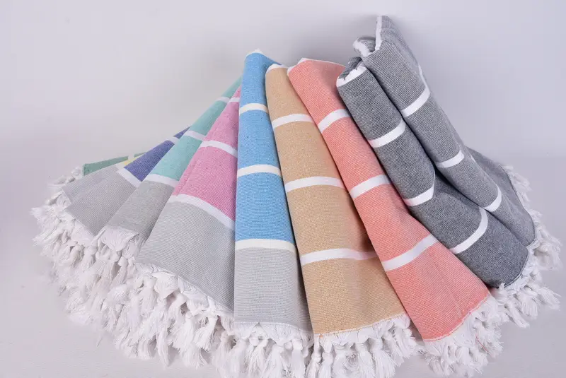 Beach towel, Peshtemal Towel USA, Bridal Shower Favors, Beach Size Towel, Organic towel, Merry Christmas Gifts, 64x40 Cotton Striped Terry Towel - 4