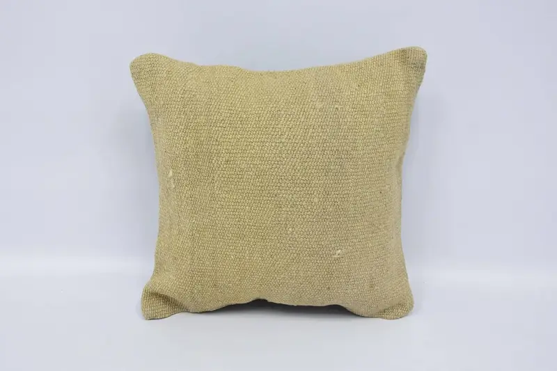 Karierter türkischer Kissenbezug, Wolle, antik, 40,6 x 40,6 cm, beige Kissenhülle - 1