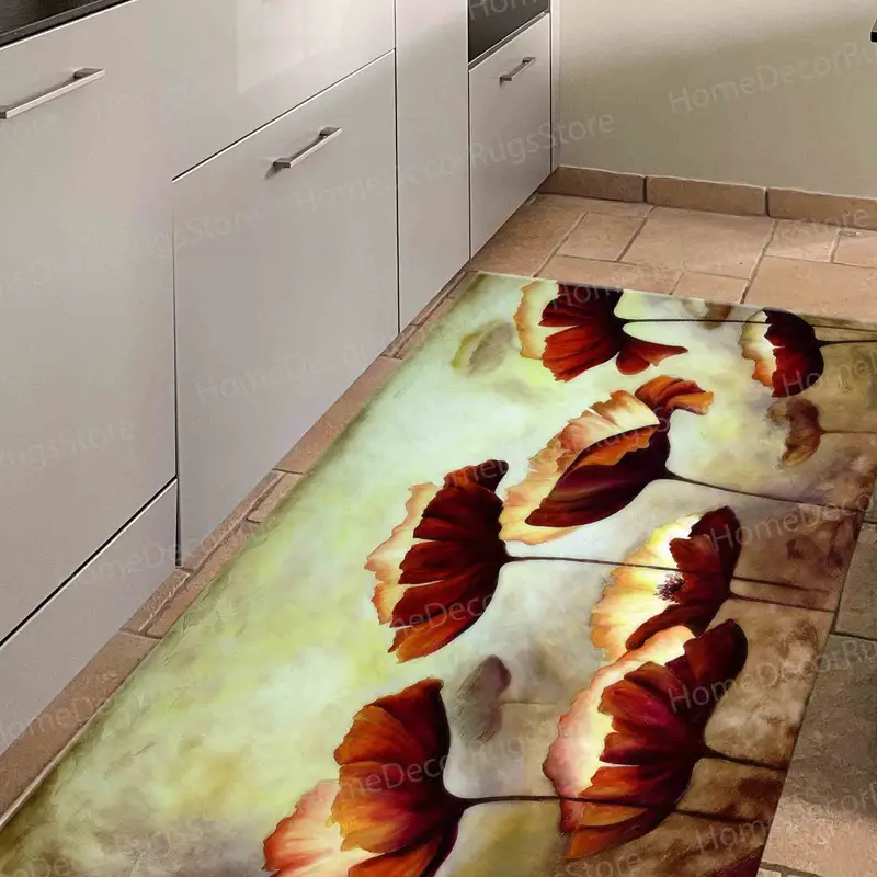 Abstract Floral Printed Rug: Modern, Trendy Home Decor Essential