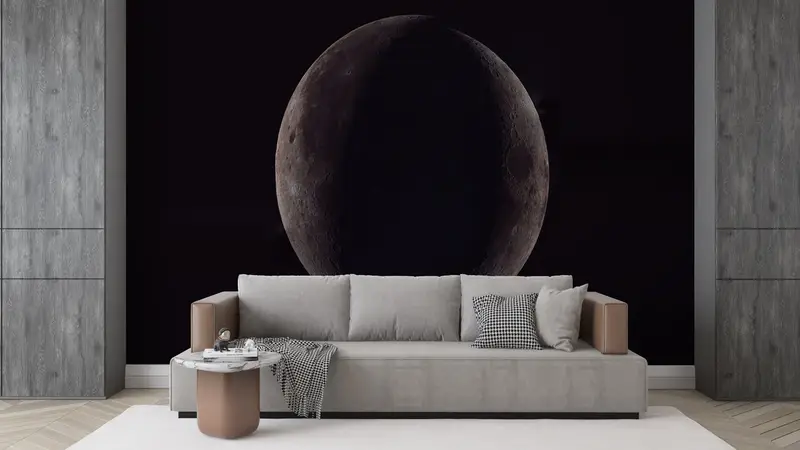 View Wall Art, Paper Wall Art, Just Breathe, Wall Paper Peel and Stick, Modern Wall Paper, Full Moon Wall Poster, - 3