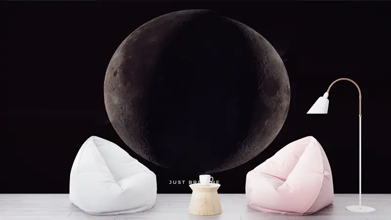 View Wall Art, Paper Wall Art, Just Breathe, Wall Paper Peel and Stick, Modern Wall Paper, Full Moon Wall Poster, - 9