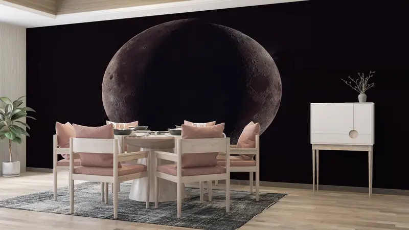 View Wall Art, Paper Wall Art, Just Breathe, Wall Paper Peel and Stick, Modern Wall Paper, Full Moon Wall Poster, - 4