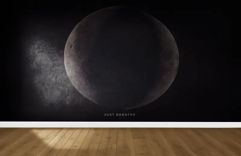 View Wall Art, Paper Wall Art, Just Breathe, Wall Paper Peel and Stick, Modern Wall Paper, Full Moon Wall Poster, - 2