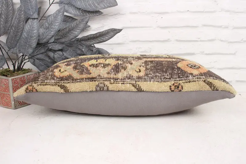 Pillow Cover, Car Pillow Cover, Turkish Pillow, Vintage Kilim Throw Pillow, Ethnic Pillow, 12x24 Beige Cushion Case, Boho Pillow - 5