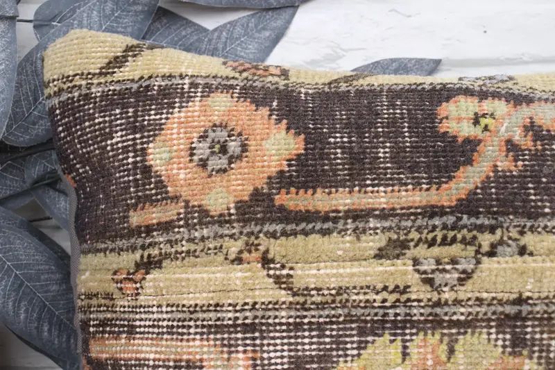 Pillow Cover, Car Pillow Cover, Turkish Pillow, Vintage Kilim Throw Pillow, Ethnic Pillow, 12x24 Beige Cushion Case, Boho Pillow - 2