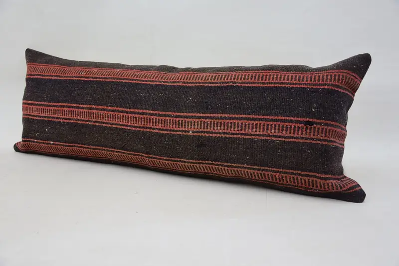 Sofa Bolster Pillow, Bright Cushion, Turkish Kilim Pillow, Vintage Pillow, Kilim Pillow, Traditional Pillow Sham, 12x36 Brown Cushion, Pillow Case - 6