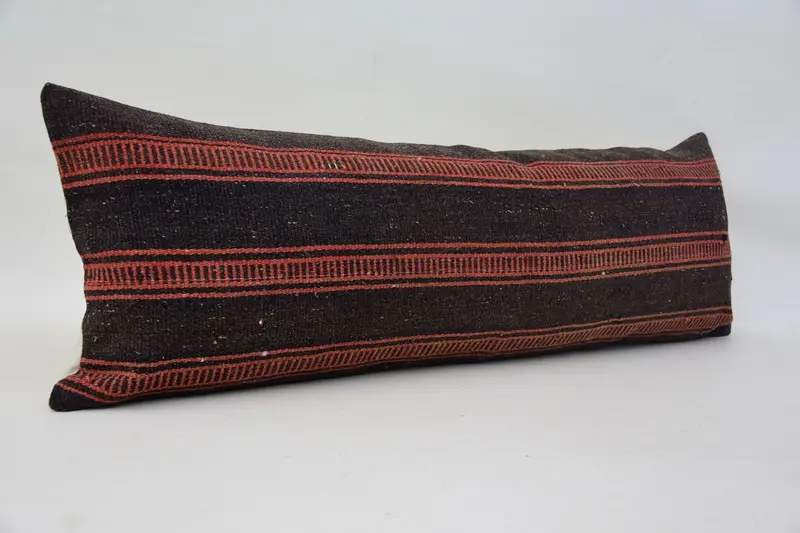Sofa Bolster Pillow, Bright Cushion, Turkish Kilim Pillow, Vintage Pillow, Kilim Pillow, Traditional Pillow Sham, 12x36 Brown Cushion, Pillow Case - 3