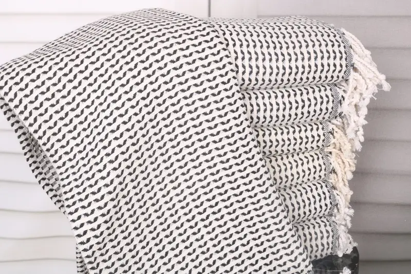 Turkish Towel Black Cotton Diamond, 40x71 Inches