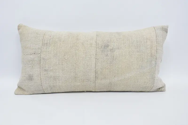 Seat Pillow Sham, Meditation Cushion Cover, Ethnical Kilim Rug Pillow, Vintage Pillow, 12x24 Beige Cushion, Pillow Cover, Pillow for Couch - 1