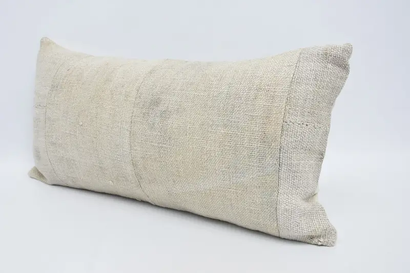 Seat Pillow Sham, Meditation Cushion Cover, Ethnical Kilim Rug Pillow, Vintage Pillow, 12x24 Beige Cushion, Pillow Cover, Pillow for Couch - 4