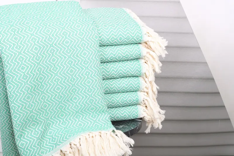 Personalized Green Cotton Towel 38x71 Inches, Organic Turkish Cotton