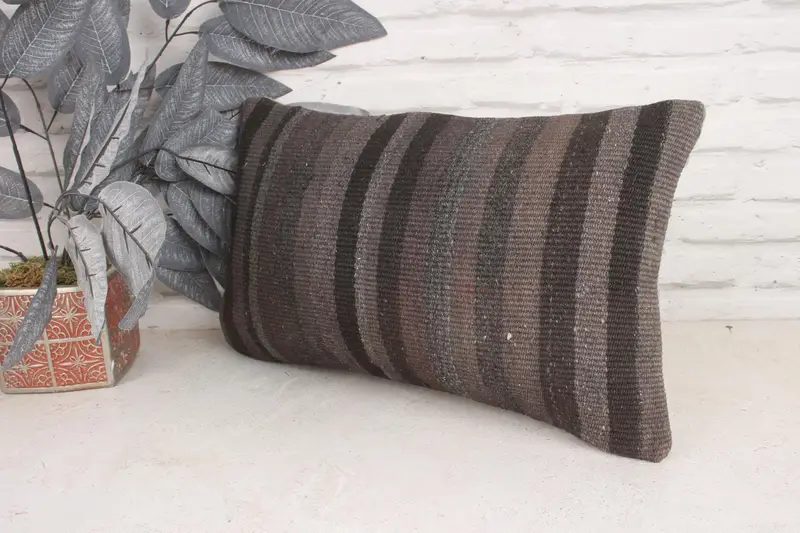 Ethnical Kilim Rug Pillow, Home Decor Pillow, Gift Pillow, Wholesale Pillow Sham, Rustic Cushion, 12x20 Brown Pillow Sham, Pillow - 4