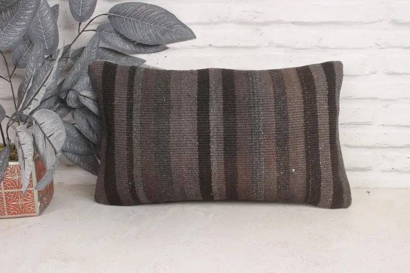 Ethnical Kilim Rug Pillow, Home Decor Pillow, Gift Pillow, Wholesale Pillow Sham, Rustic Cushion, 12x20 Brown Pillow Sham, Pillow - 1