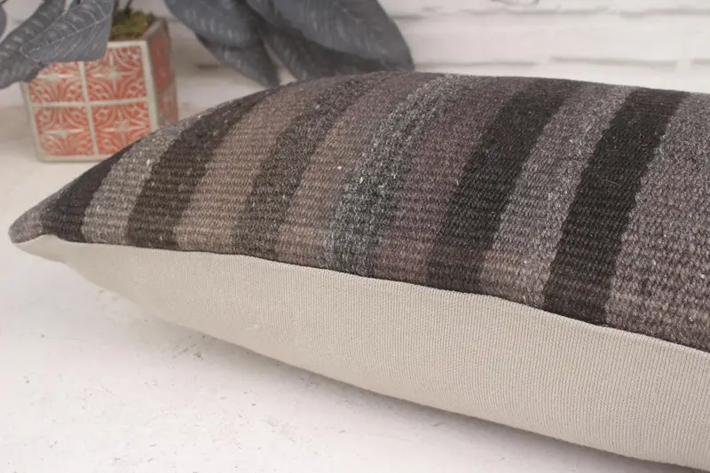 Ethnical Kilim Rug Pillow, Home Decor Pillow, Gift Pillow, Wholesale Pillow Sham, Rustic Cushion, 12x20 Brown Pillow Sham, Pillow - 7