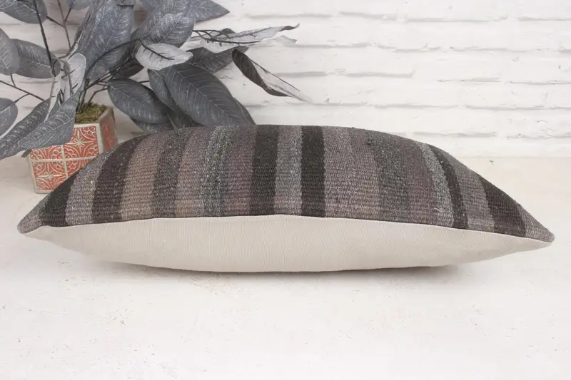 Ethnical Kilim Rug Pillow, Home Decor Pillow, Gift Pillow, Wholesale Pillow Sham, Rustic Cushion, 12x20 Brown Pillow Sham, Pillow - 5
