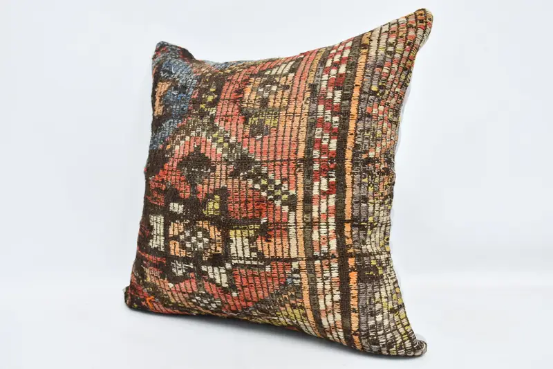 Pillow, Turkish Kilim Pillow, Meditation Pillow Sham, Home Decor Pillow, 24x24 Red Cushion Case, Art Deco Pillow Cover, Interior Designer Pillow - 4