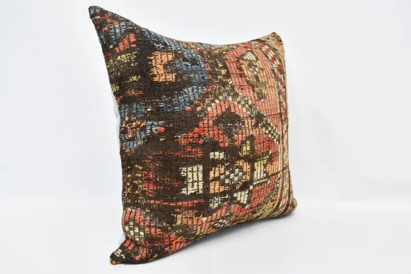 Pillow, Turkish Kilim Pillow, Meditation Pillow Sham, Home Decor Pillow, 24x24 Red Cushion Case, Art Deco Pillow Cover, Interior Designer Pillow - 3