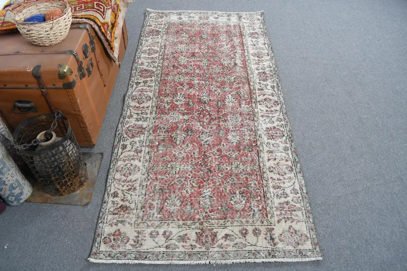 Alfombra roja y azul, patrón sólido de 3x6 pies