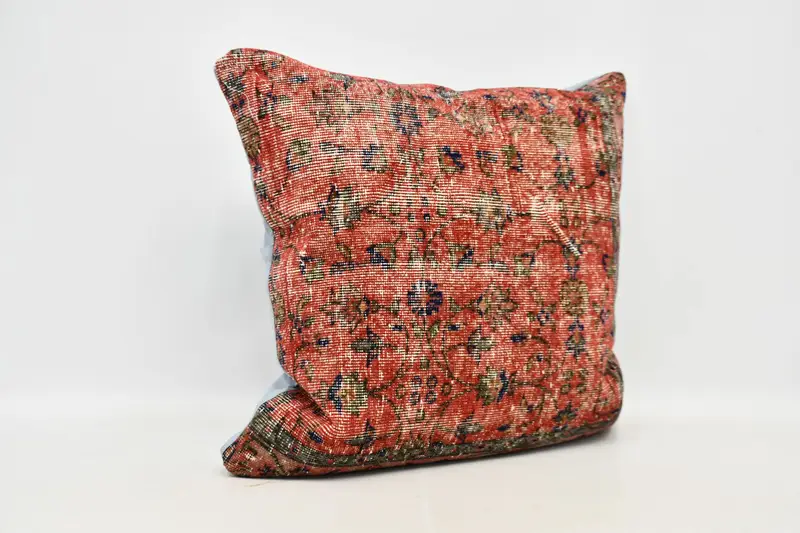 Ethnical Kilim Rug Pillow, Interior Designer Pillow, Vintage Kilim Throw Pillow, Neutral Throw Cushion Cover, 32x32 Red Cushion, Cushion Cover - 3