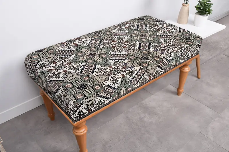 モジュール式オットマンセット、北欧スタイル グリーン & ベージュ オットマン