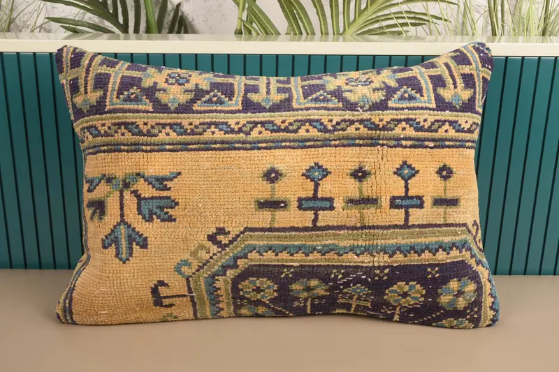 Home Decor Throw Yellow Euro Sham, Moroccan 16x24 inch Geometric Pillow Case - 1