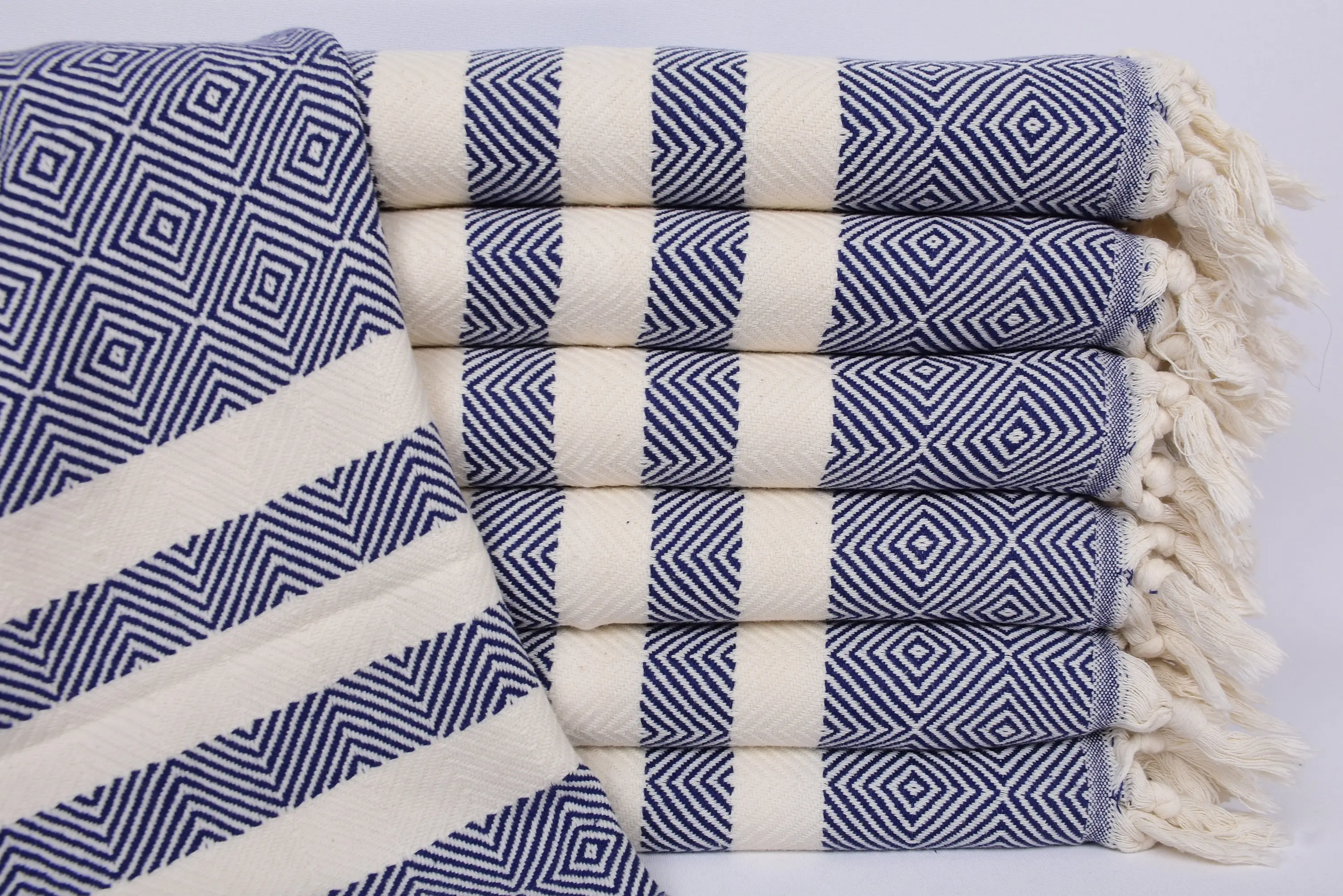 Bridal Monogram Kitchen Towel Navy Diamond, 32x20 Inches - 1